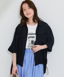 表面感裾ドロスト半袖シャツ