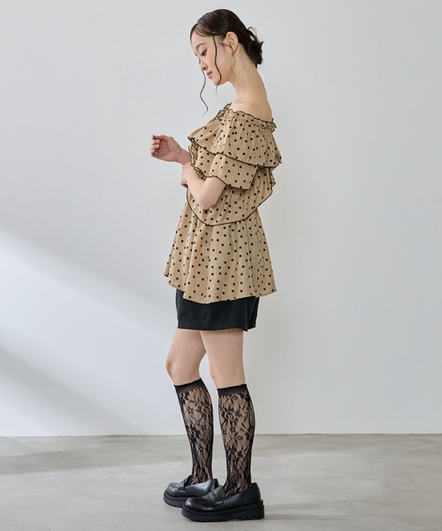 P.V.T(ピーブイティー)の「クロスドット柄チュニックBL(シャツ/ブラウス・レディース・ベージュ/ホワイト/モカ・M)」の19枚目の写真