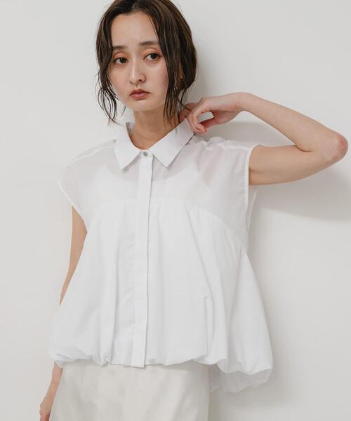 SENSE OF PLACE by URBAN RESEARCH(センスオブプレイスバイアーバンリサーチ)の「『イージーケア』フレンチスリーブバルーンシャツ(シャツ/ブラウス・レディース・ブラック/ブルー系その他/アイボリー・ONE)」の5枚目の写真