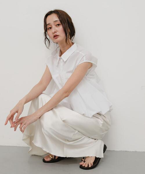 SENSE OF PLACE by URBAN RESEARCH(センスオブプレイスバイアーバンリサーチ)の「『イージーケア』フレンチスリーブバルーンシャツ(シャツ/ブラウス・レディース・ブラック/ブルー系その他/アイボリー・ONE)」の7枚目の写真