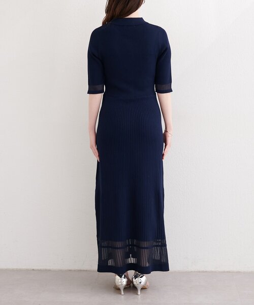 natural couture(ナチュラルクチュール)の「シアーデザインニットワンピース(ワンピース・レディース・オフホワイト/ラベンダー/ネイビー/グレー・FREE)」の8枚目の写真