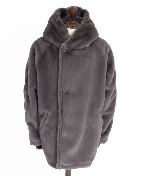 CAMBIO(カンビオ)の「mj11656- Short Fake Fur Hooded Poncho フードポンチョ(MIU-262-003)(その他アウター・メンズ・ブラック/チャコール・L/M/S)」の11枚目の写真