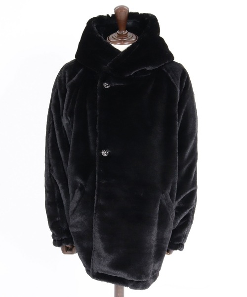 CAMBIO(カンビオ)の「mj11656- Short Fake Fur Hooded Poncho フードポンチョ(MIU-262-003)(その他アウター・メンズ・ブラック/チャコール・L/M/S)」の13枚目の写真