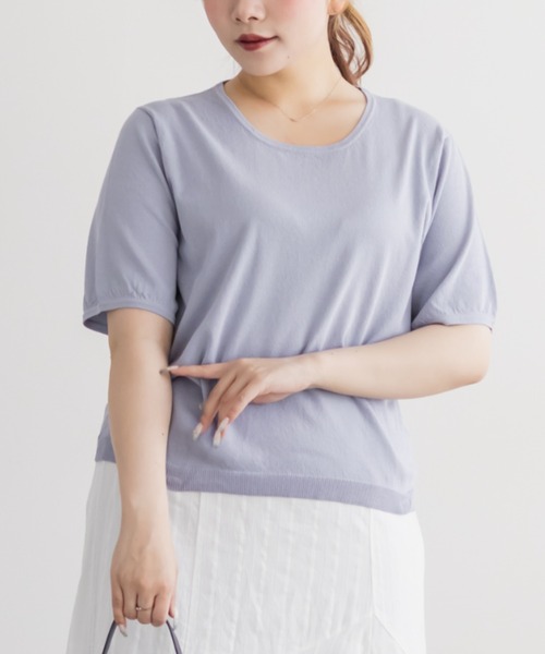CLETTE(クレット)の「CLETTEオリジナルベーシックサマーニット(ニット/セーター・レディース・オフホワイト/グリーン/ブラック/ブルー・3L/LL/4L)」の1枚目の写真