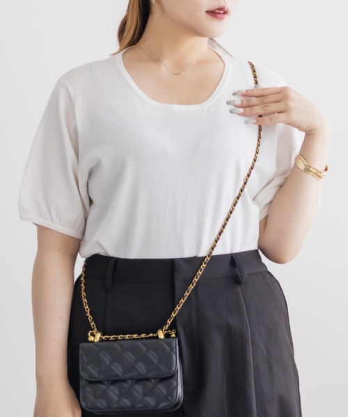 CLETTE(クレット)の「CLETTEオリジナルベーシックサマーニット(ニット/セーター・レディース・オフホワイト/グリーン/ブラック/ブルー・3L/LL/4L)」の5枚目の写真