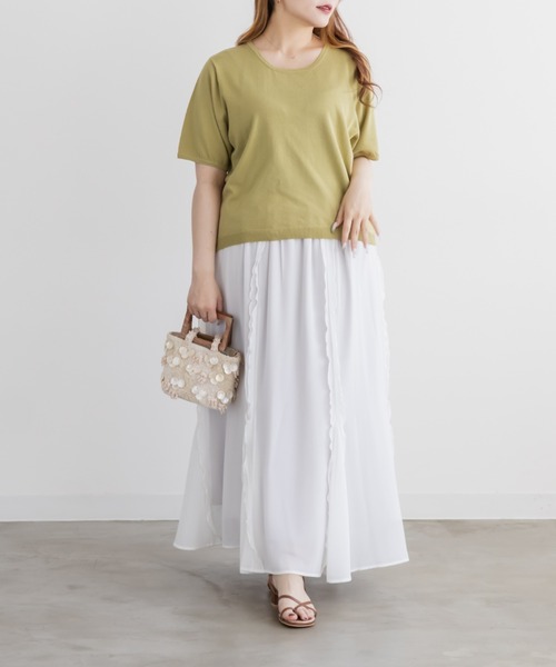 CLETTE(クレット)の「CLETTEオリジナルベーシックサマーニット(ニット/セーター・レディース・オフホワイト/グリーン/ブラック/ブルー・3L/LL/4L)」の14枚目の写真