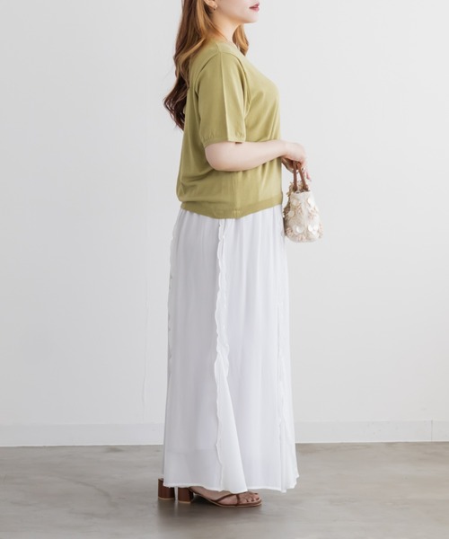 CLETTE(クレット)の「CLETTEオリジナルベーシックサマーニット(ニット/セーター・レディース・オフホワイト/グリーン/ブラック/ブルー・3L/LL/4L)」の15枚目の写真