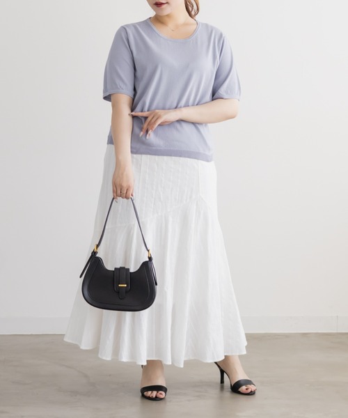 CLETTE(クレット)の「CLETTEオリジナルベーシックサマーニット(ニット/セーター・レディース・オフホワイト/グリーン/ブラック/ブルー・3L/LL/4L)」の18枚目の写真