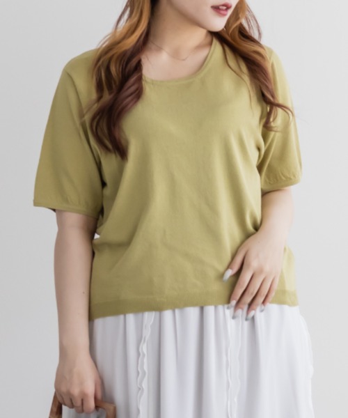 CLETTE(クレット)の「CLETTEオリジナルベーシックサマーニット(ニット/セーター・レディース・オフホワイト/グリーン/ブラック/ブルー・3L/LL/4L)」の13枚目の写真