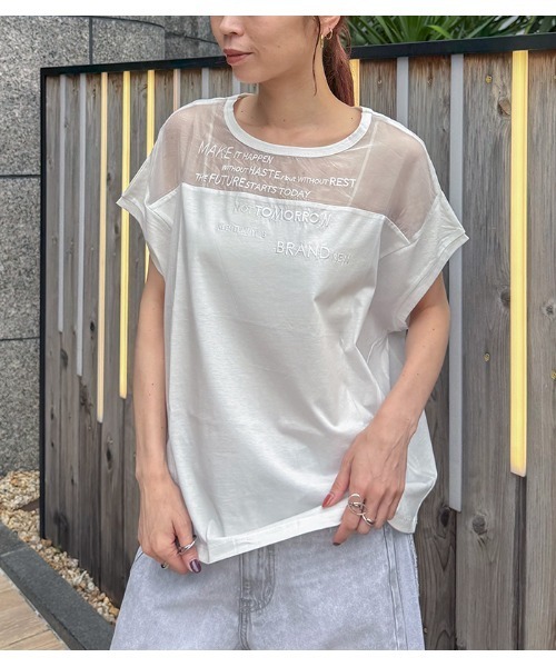 セール】【LUGIVA/ルギバ】オーガンジー刺繍Tシャツ（Tシャツ 