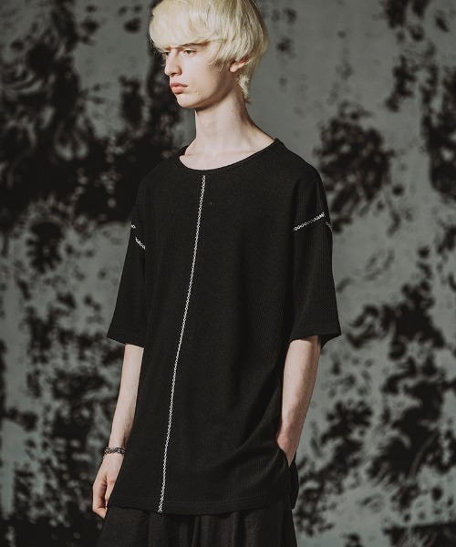 NO ID.(ノーアイディ)の「mt10593-ダイヤステッチサーマルC-N-PO Tシャツ(459010-536T)(Tシャツ/カットソー・メンズ・グレー/ホワイト/ブラック・ONE SIZE)」の2枚目の写真