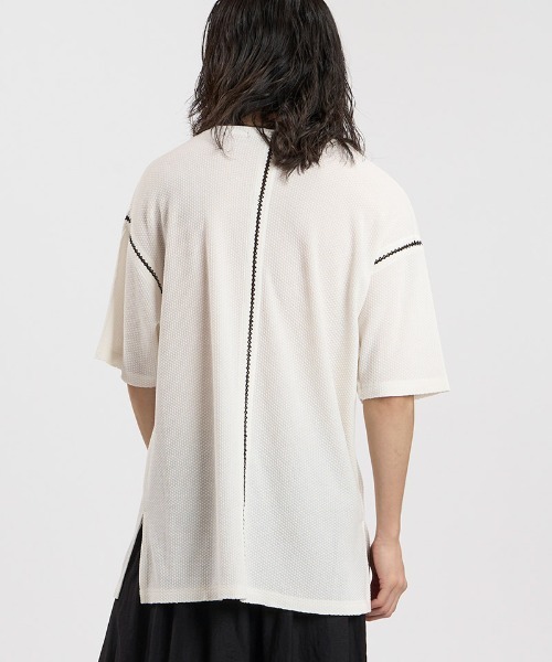 NO ID.(ノーアイディ)の「mt10593-ダイヤステッチサーマルC-N-PO Tシャツ(459010-536T)(Tシャツ/カットソー・メンズ・グレー/ホワイト/ブラック・ONE SIZE)」の4枚目の写真