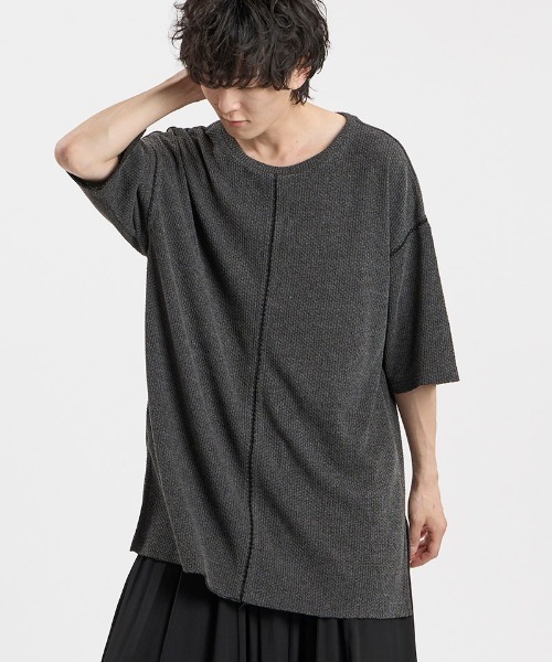 NO ID.(ノーアイディ)の「mt10593-ダイヤステッチサーマルC-N-PO Tシャツ(459010-536T)(Tシャツ/カットソー・メンズ・グレー/ホワイト/ブラック・ONE SIZE)」の7枚目の写真