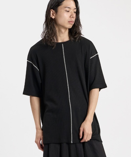 NO ID.(ノーアイディ)の「mt10593-ダイヤステッチサーマルC-N-PO Tシャツ(459010-536T)(Tシャツ/カットソー・メンズ・グレー/ホワイト/ブラック・ONE SIZE)」の11枚目の写真