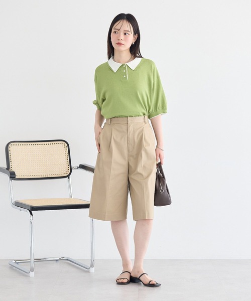 earth music&ecology(アースミュージックアンドエコロジー)の「チノバミューダパンツ(その他パンツ・レディース・ブラック/ベージュ・FREE)」の6枚目の写真