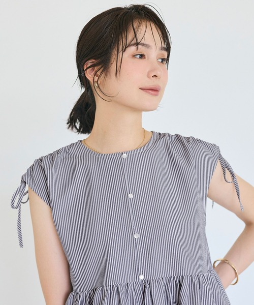 coca(coca)(コカ)の「【伊藤千晃様着用】\速乾/サッカーギャザーブラウス(シャツ/ブラウス・レディース・ブルー/ブラック・L/M)」の14枚目の写真