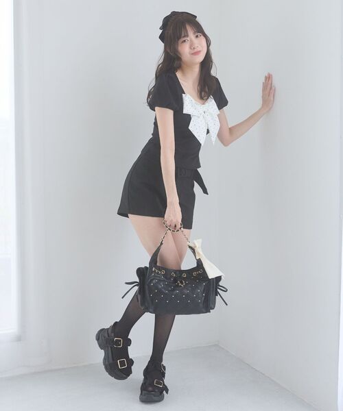 MAJESTIC LEGON(マジェスティックレゴン)の「2WAYリボンキルティングバッグ(ショルダーバッグ・レディース・アイボリー/ブラック・FREE)」の12枚目の写真