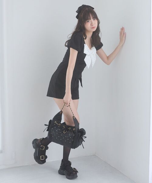 MAJESTIC LEGON(マジェスティックレゴン)の「2WAYリボンキルティングバッグ(ショルダーバッグ・レディース・アイボリー/ブラック・FREE)」の13枚目の写真