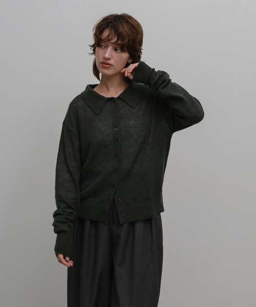 select MOCA（セレクトモカ）の「シアーニットポロカーディガン（カーディガン/ボレロ・レディース・ベージュ/アイボリー/グレー・FREE）」の21枚目の写真