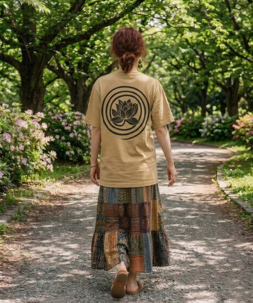 ZIP FIVE(ジップファイブ)の「エスニック Tシャツ ハス(蓮)(Tシャツ/カットソー・メンズ・ネイビー系/カーキ系/ホワイト/ブラック/ベージュ/キナリ/ブラウン/スミクロ・MEDIUM/LARGE/X-LARGE)」の11枚目の写真