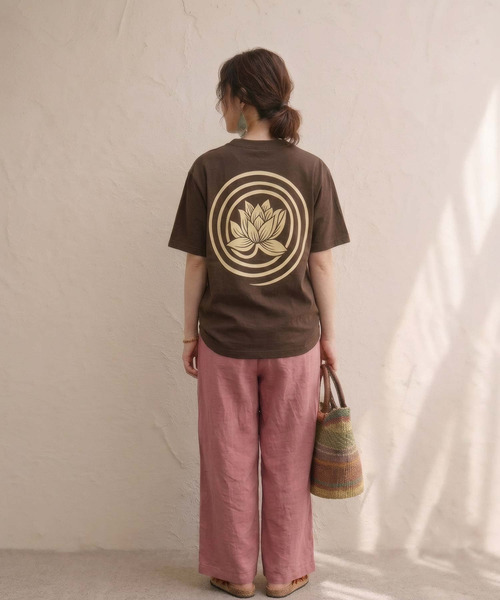ZIP FIVE(ジップファイブ)の「エスニック Tシャツ ハス(蓮)(Tシャツ/カットソー・メンズ・ネイビー系/カーキ系/ホワイト/ブラック/ベージュ/キナリ/ブラウン/スミクロ・MEDIUM/LARGE/X-LARGE)」の14枚目の写真