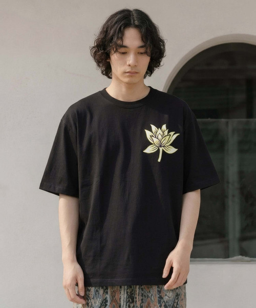 ZIP FIVE(ジップファイブ)の「エスニック Tシャツ ハス(蓮)(Tシャツ/カットソー・メンズ・ネイビー系/カーキ系/ホワイト/ブラック/ベージュ/キナリ/ブラウン/スミクロ・MEDIUM/LARGE/X-LARGE)」の15枚目の写真