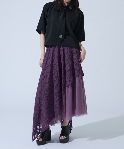 Ellno de Mavie（エルノデメヴィ）の「ネクタイ付きローズシシュウシャツ（シャツ/ブラウス・レディース・グレー系その他/ブラック・FREE）」の13枚目の写真