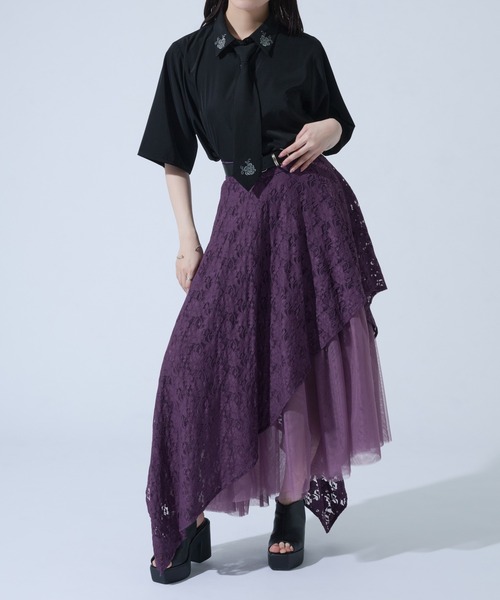 Ellno de Mavie（エルノデメヴィ）の「ネクタイ付きローズシシュウシャツ（シャツ/ブラウス・レディース・グレー系その他/ブラック・FREE）」の17枚目の写真