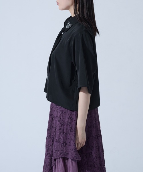 Ellno de Mavie（エルノデメヴィ）の「ネクタイ付きローズシシュウシャツ（シャツ/ブラウス・レディース・グレー系その他/ブラック・FREE）」の11枚目の写真