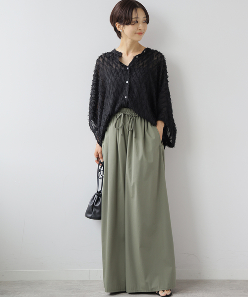 JOURNAL STANDARD relume(ジャーナルスタンダード レリューム)の「シアーカットジャガードポンチョシャツ(シャツ/ブラウス・レディース・ベージュ/ブラック・FREE)」の15枚目の写真