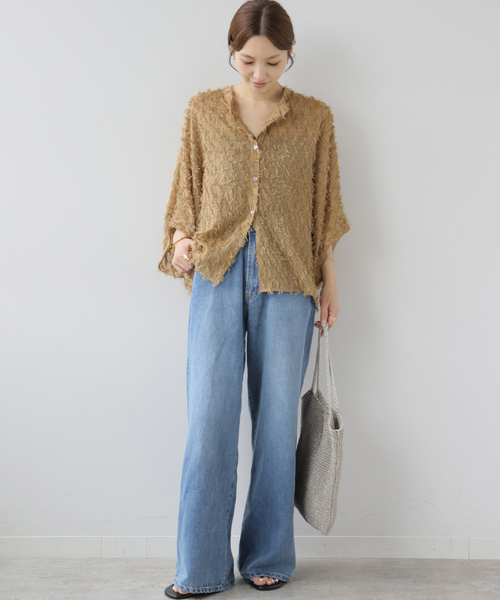 JOURNAL STANDARD relume(ジャーナルスタンダード レリューム)の「シアーカットジャガードポンチョシャツ(シャツ/ブラウス・レディース・ベージュ/ブラック・FREE)」の14枚目の写真