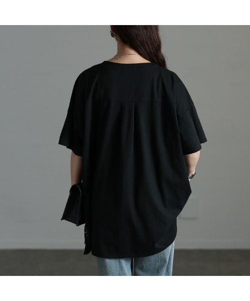 GOLDJAPAN(ゴールドジャパン)の「レースレイヤードチュニックTシャツ【大きいサイズ対応】(チュニック・レディース・ホワイト/ブラック・LL/3L/4L/5L)」の9枚目の写真