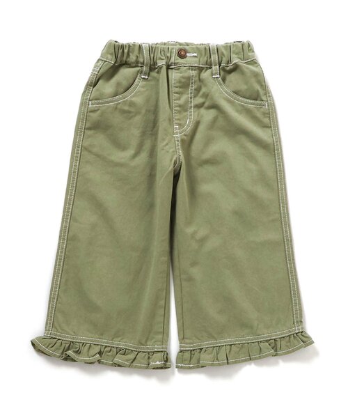 Seraph(セラフ)の「9分丈ゆったりフリルパンツ(その他パンツ・キッズ・インディゴブルー/カーキ/ベージュ・130/110/120/100/90/80/140)」の4枚目の写真