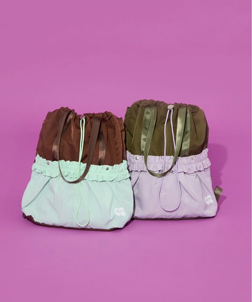 Casselini(キャセリーニ)の「Casselini(キャセリーニ)2WAYギャザーナップサック(バックパック/リュック・レディース・カーキ/ブラウン/ピンク/ブラック・FREE)」の5枚目の写真