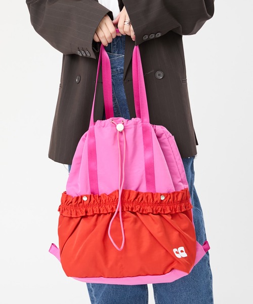 Casselini(キャセリーニ)の「Casselini(キャセリーニ)2WAYギャザーナップサック(バックパック/リュック・レディース・カーキ/ブラウン/ピンク/ブラック・FREE)」の13枚目の写真