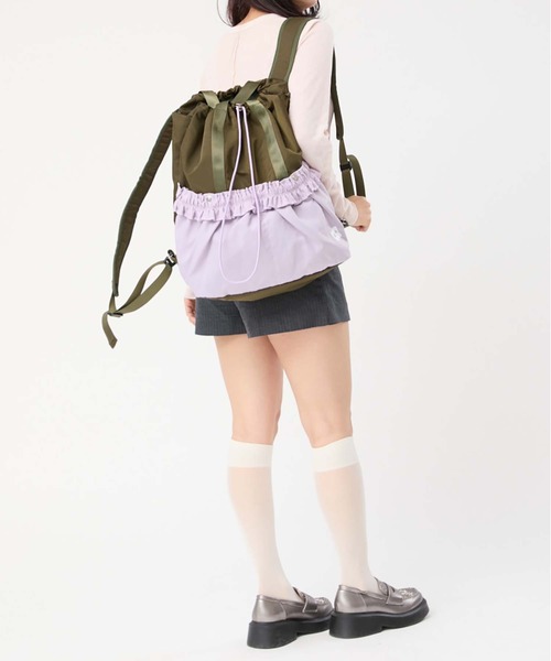 Casselini(キャセリーニ)の「Casselini(キャセリーニ)2WAYギャザーナップサック(バックパック/リュック・レディース・カーキ/ブラウン/ピンク/ブラック・FREE)」の21枚目の写真