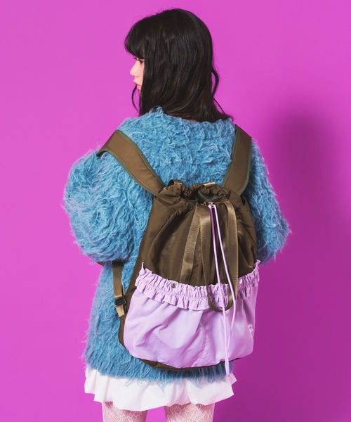 Casselini(キャセリーニ)の「Casselini(キャセリーニ)2WAYギャザーナップサック(バックパック/リュック・レディース・カーキ/ブラウン/ピンク/ブラック・FREE)」の7枚目の写真