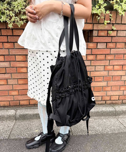 Casselini（キャセリーニ）の「Casselini(キャセリーニ)2WAYギャザーナップサック（バックパック/リュック・レディース・カーキ/ブラウン/ピンク/ブラック・FREE）」の7枚目の写真