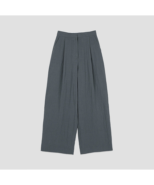 ATELIER NAIN(アトリエナイン)の「MONO SET-UP WIDE ONE TUCK PANTS (PT-5767)(スラックス・レディース・ライトグレー/ダークグレー・SMALL/MEDIUM)」の2枚目の写真