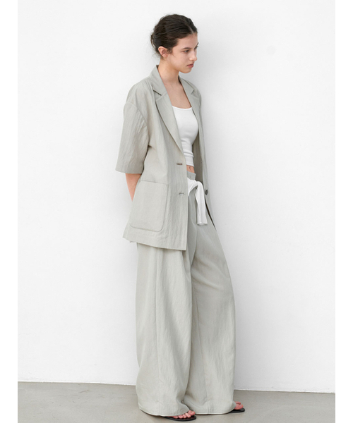 ATELIER NAIN(アトリエナイン)の「MONO SET-UP WIDE ONE TUCK PANTS (PT-5767)(スラックス・レディース・ライトグレー/ダークグレー・SMALL/MEDIUM)」の3枚目の写真