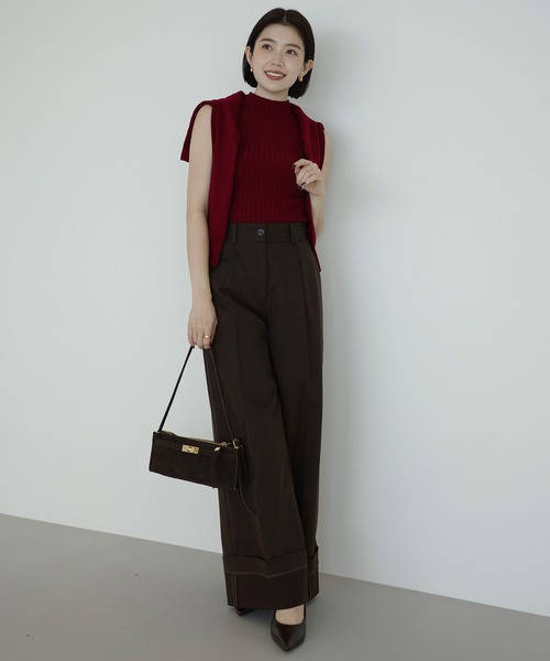 anuans(アニュアンス)の「タックワイドデザインパンツ(スラックス・レディース・ベージュ/ブラウン・SMALL/MEDIUM)」の15枚目の写真