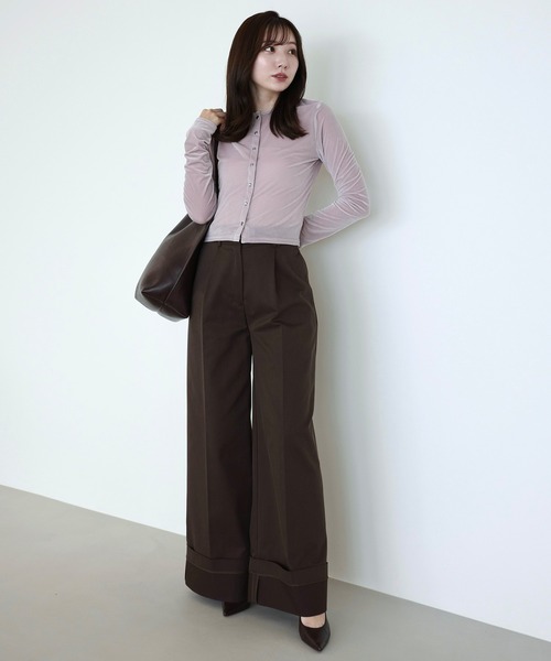 anuans(アニュアンス)の「タックワイドデザインパンツ(スラックス・レディース・ベージュ/ブラウン・SMALL/MEDIUM)」の20枚目の写真