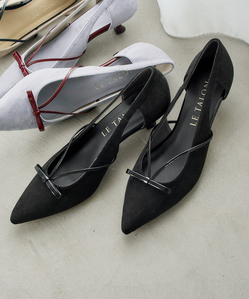 LE TALON（ルタロン）の「4.5cmリボンサイドオープンパンプス（パンプス・レディース・ブラック/ベージュ/サックスブルー・25cm/24.5cm/24cm/23.5cm/23cm/22cm/22.5cm）」の5枚目の写真
