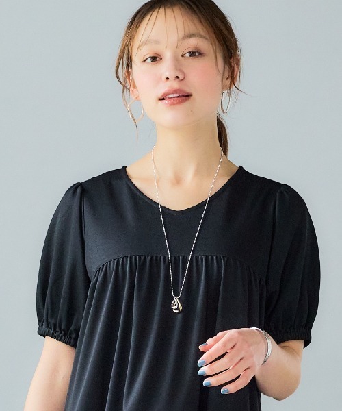 SMILE LAND（スマイルランド）の「＜大きいサイズ＞ 美ラクRUタッチティアードワンピース（接触冷感・UVカット）（ワンピース・レディース・グレイッシュブルー・L/LL/3L/4L/5L）」の4枚目の写真