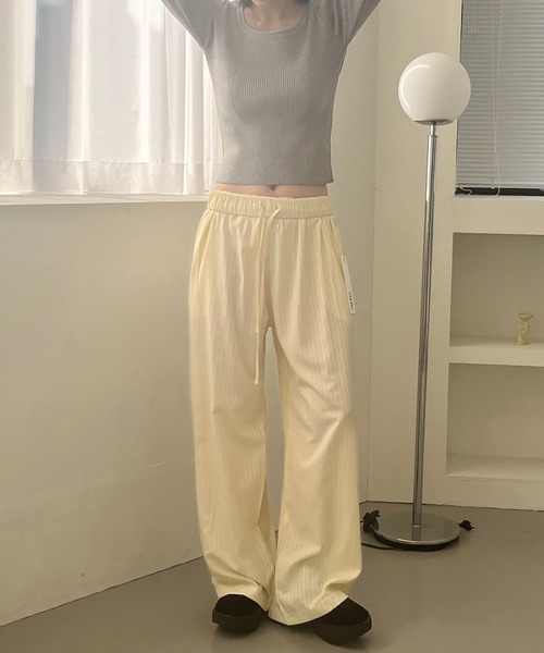 Girly Doll(ガーリードール)の「ストライプギャザーワイドイージーパンツ(その他パンツ・レディース・ブルー/イエロー・FREE)」の18枚目の写真