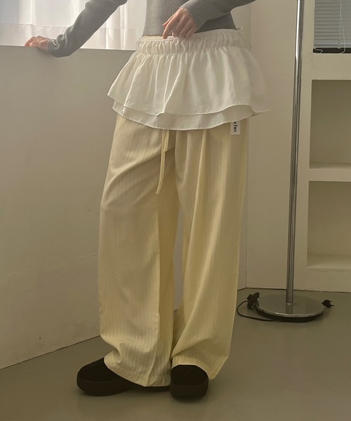 Girly Doll(ガーリードール)の「ストライプギャザーワイドイージーパンツ(その他パンツ・レディース・ブルー/イエロー・FREE)」の22枚目の写真