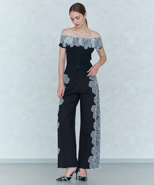 ROYAL PARTY(ロイヤルパーティー)の「モチーフレースカットワイドパンツ(その他パンツ・レディース・ブラック/グレー/オフホワイト・FREE)」の9枚目の写真