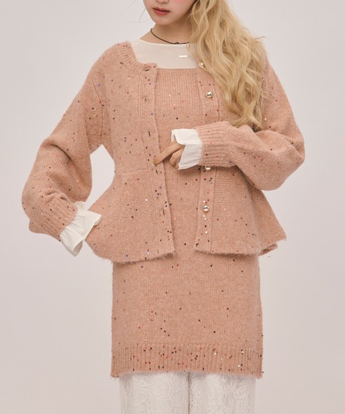 loin nuit（ロワンニュイ）の「spangle mini onepiece / スパンコールミニワンピース（ワンピース・レディース・ブルー/アイボリー/グレー/ブラック/ピンク/ライトブラウン・FREE）」の6枚目の写真