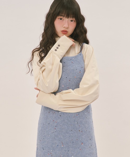 loin nuit（ロワンニュイ）の「spangle mini onepiece / スパンコールミニワンピース（ワンピース・レディース・ブルー/アイボリー/グレー/ブラック/ピンク/ライトブラウン・FREE）」の5枚目の写真