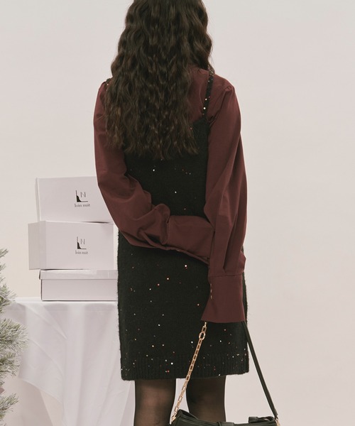 loin nuit（ロワンニュイ）の「spangle mini onepiece / スパンコールミニワンピース（ワンピース・レディース・ブルー/アイボリー/グレー/ブラック/ピンク/ライトブラウン・FREE）」の8枚目の写真